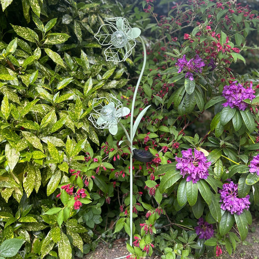 Sage Green Solar LED Flower Metal Garden Stake