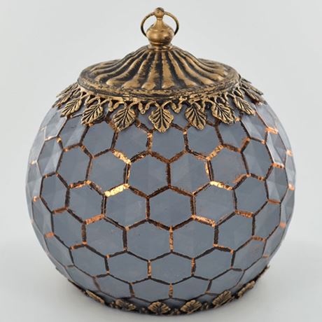 Grey Geometric Pattern LED Lantern