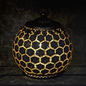 Grey Geometric Pattern LED Lantern