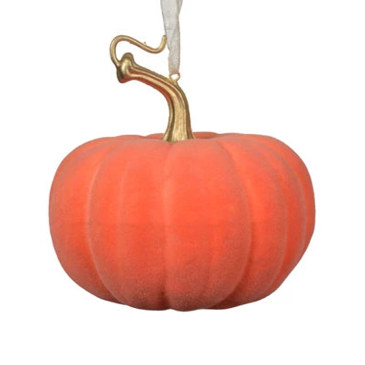 Orange Velvet Hanging Pumpkin Decoration