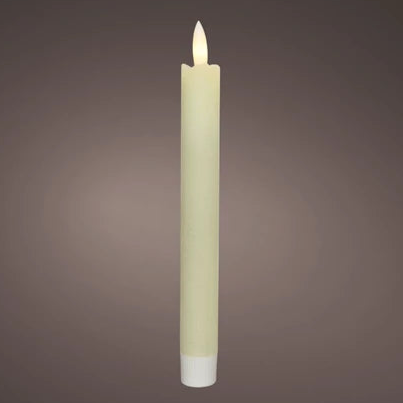 Set of 2 Cream LED Wick Wave Top Dinner Candle 20cm