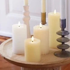 White LED Wick Flat Top Wax Candle 15cm x 7cm