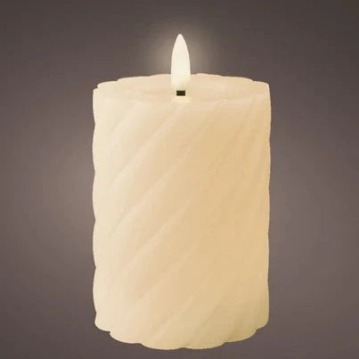 Cream LED Wick Twisted Wax Candle with Melted Top 12.3cm x 7.5cm
