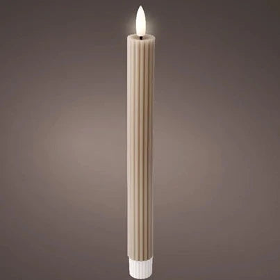 Set of 2 Light Grey LED Wick Carved Wax Dinner Candle