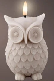 Taupe Owl LED Wick Wax Candle 14.3cm