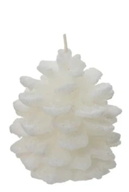White Pinecone Wax Candle 13cm x 10cm