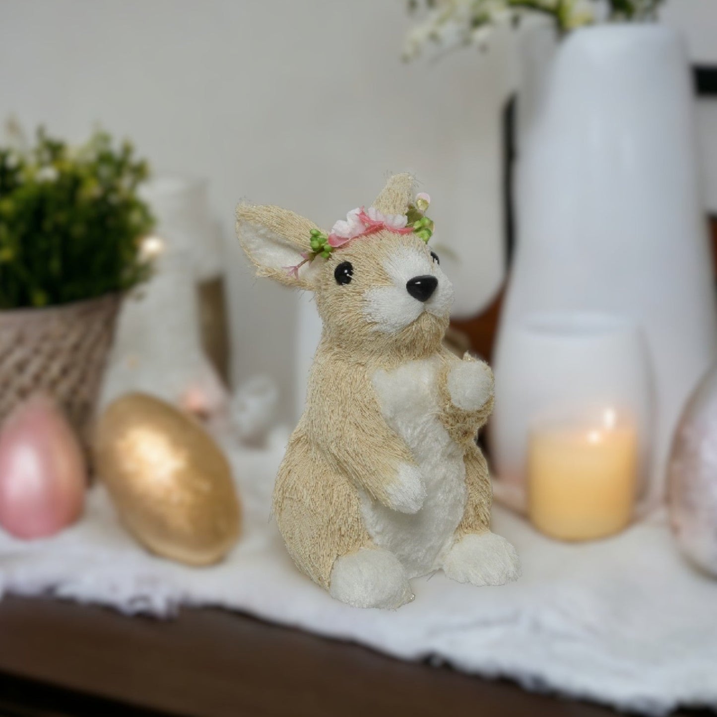 Standing Easter Bunny with Flower Decoration