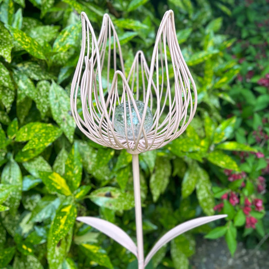 Pink Solar LED Flower Metal Garden Stake