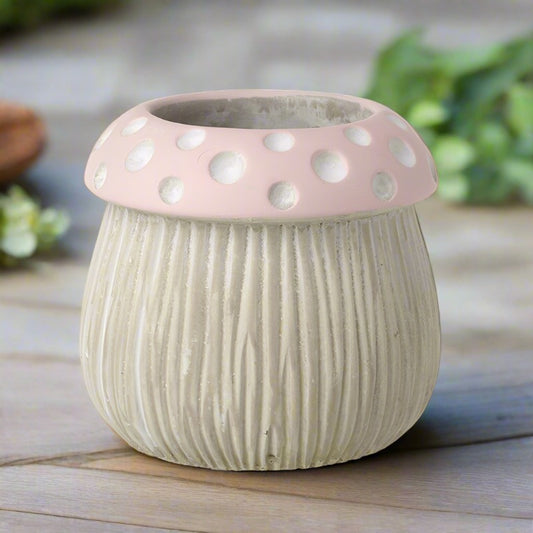 Small Pink Polka Dot Mushroom Plant Pot