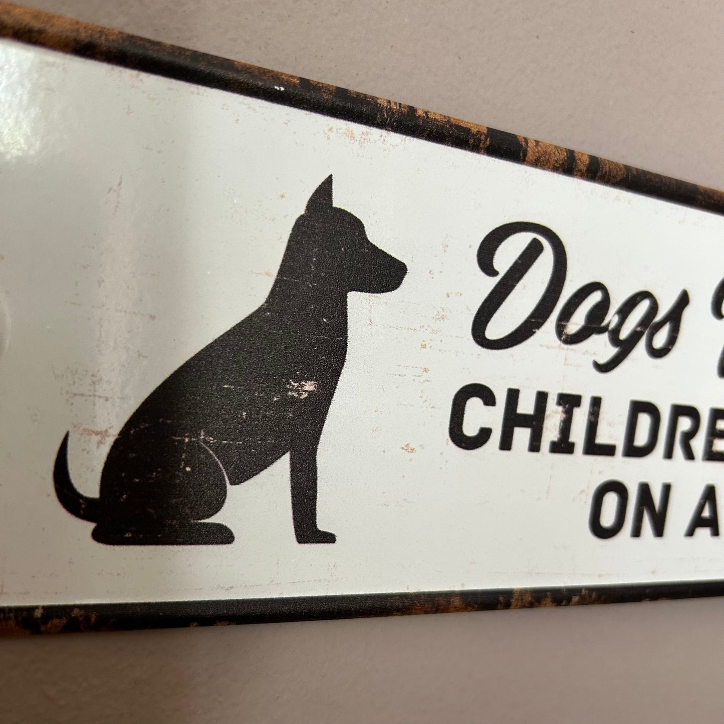 Dogs Welcome Metal Sign