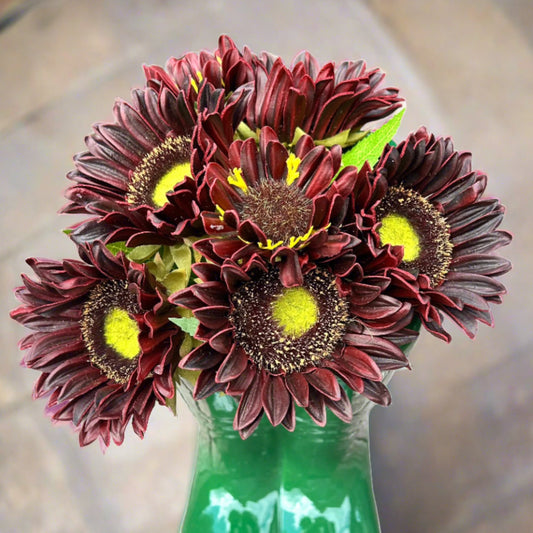 Deep Red Artificial Sunflower Bunch