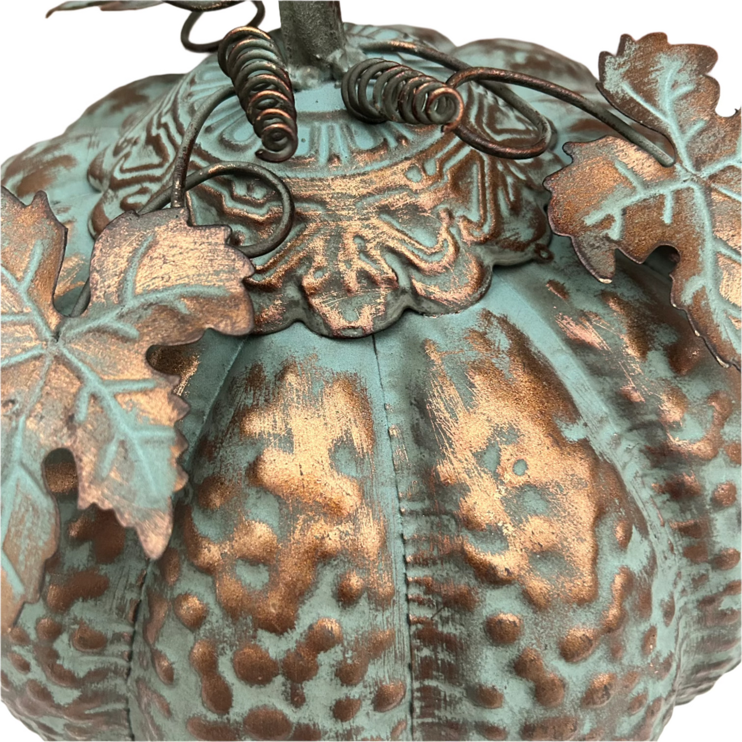 Gold and Blue Rustic Metal Pumpkin
