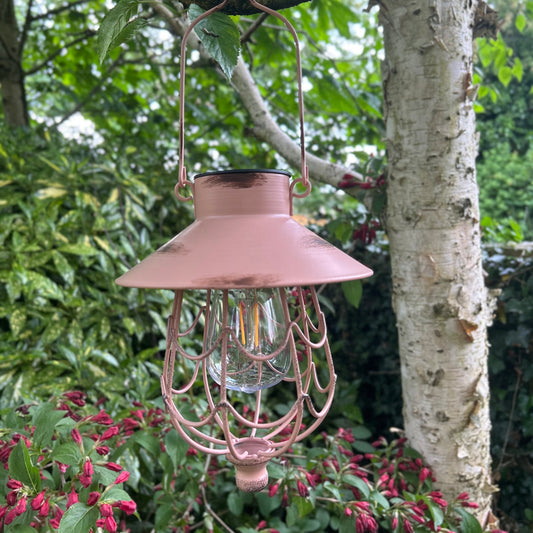 Pink Solar Metal Hanging Lantern