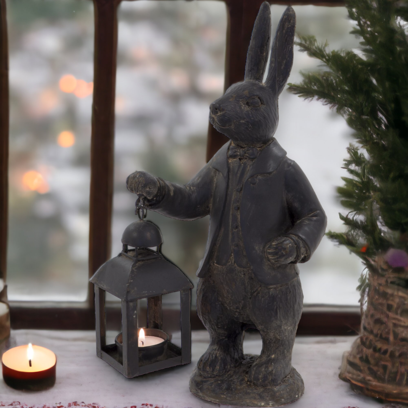 Hare with Lantern Tealight Holder