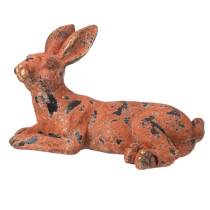 Rustic Lounging Hare Garden Ornament