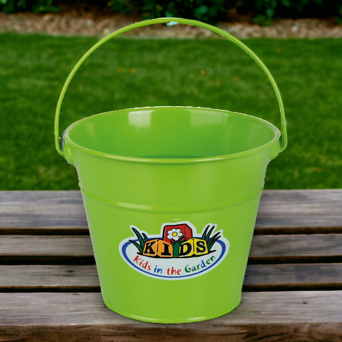 Children's Green Metal Gardening Bucket