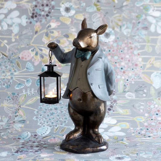 Pig with Lantern Tealight Holder