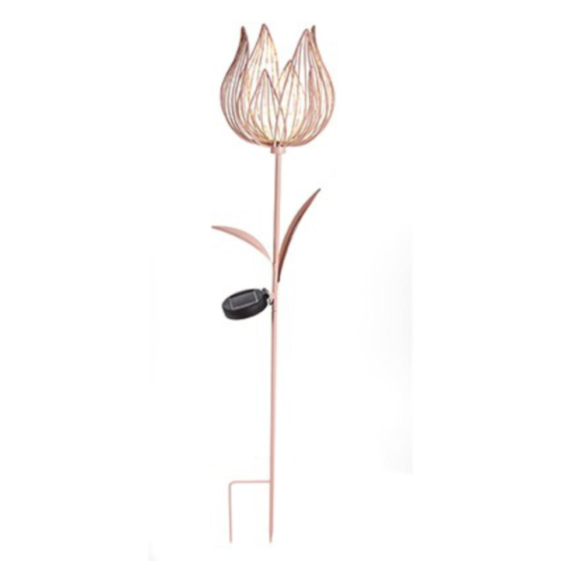 Pink Solar LED Flower Metal Garden Stake