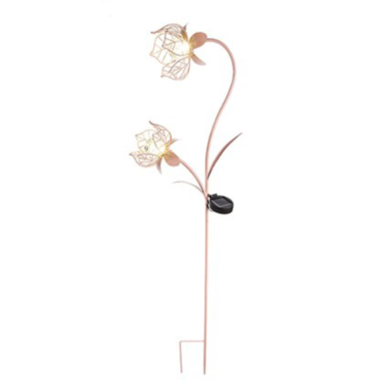 Pink Solar LED Flower Metal Garden Stake