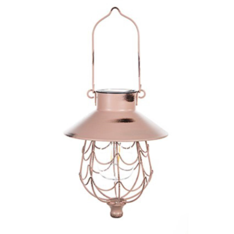 Pink Solar Metal Hanging Lantern