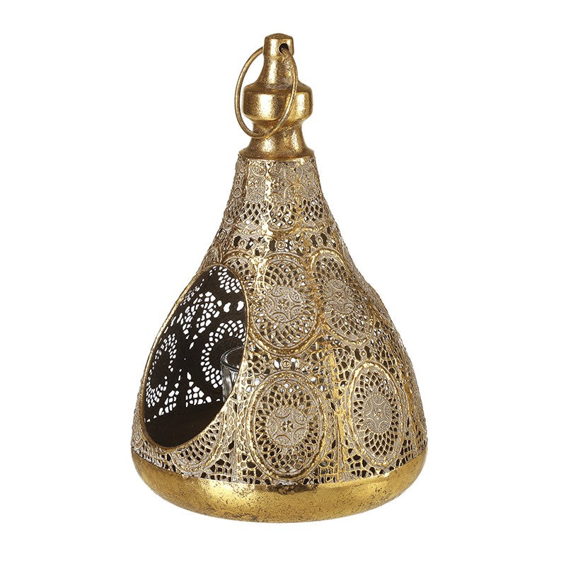 Ornate Gold Metal Tea Light Lantern