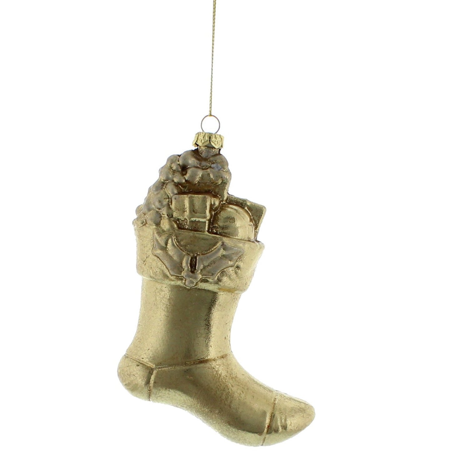 Gold Christmas Stocking 11cm Hanging Decoration