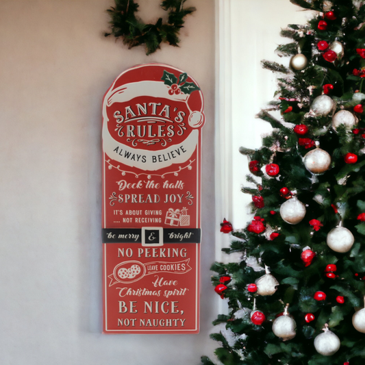 Santa Rules Hanging Wall Sign