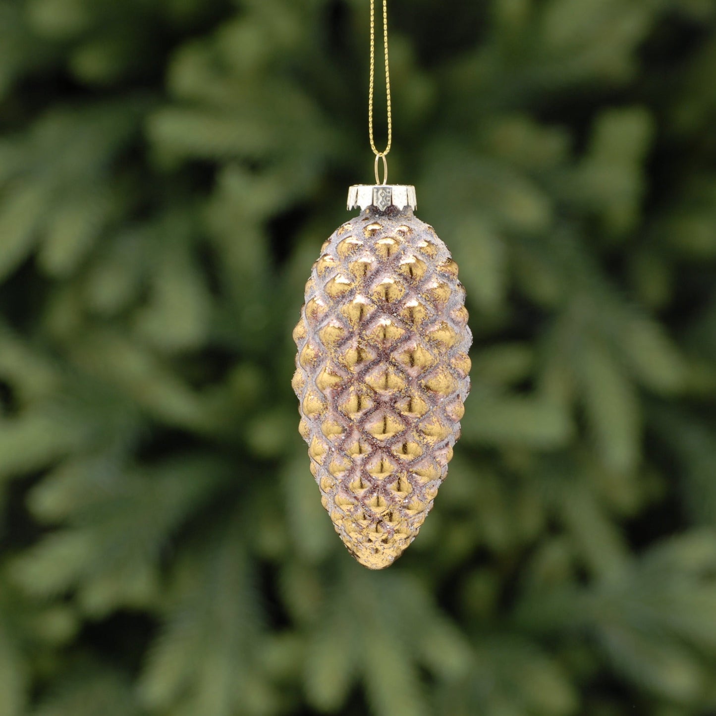 Pink And Antique Gold Effect Pinecone Bauble Christmas Decoration 11cm