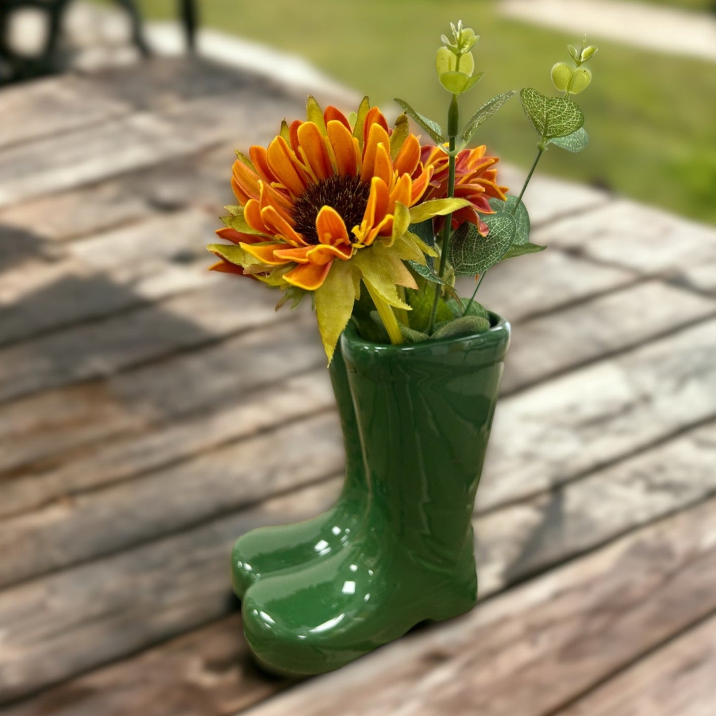 Green Wellington Boots Plant Pot 17cm