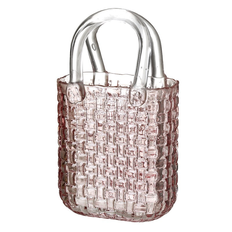 Pink Glass Hand Bag Vase