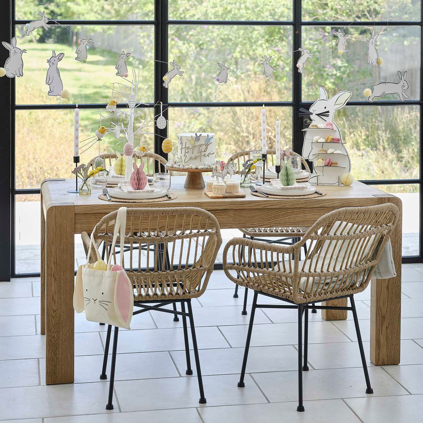 Easter Bunny Bunting with Pom-Pom Tails