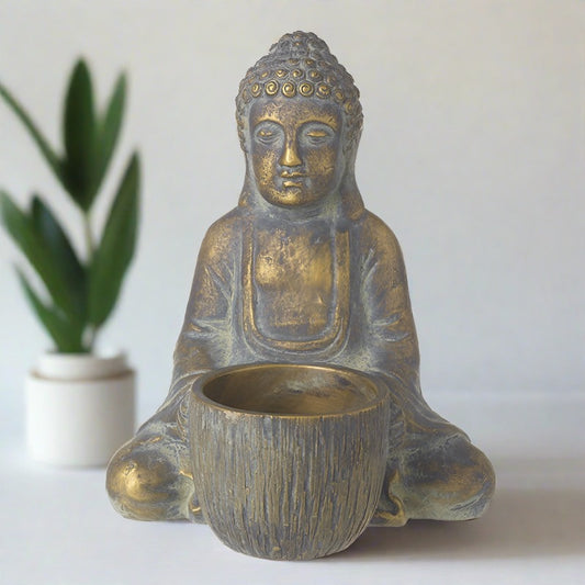 Aged Gold Buddha Pot Holder