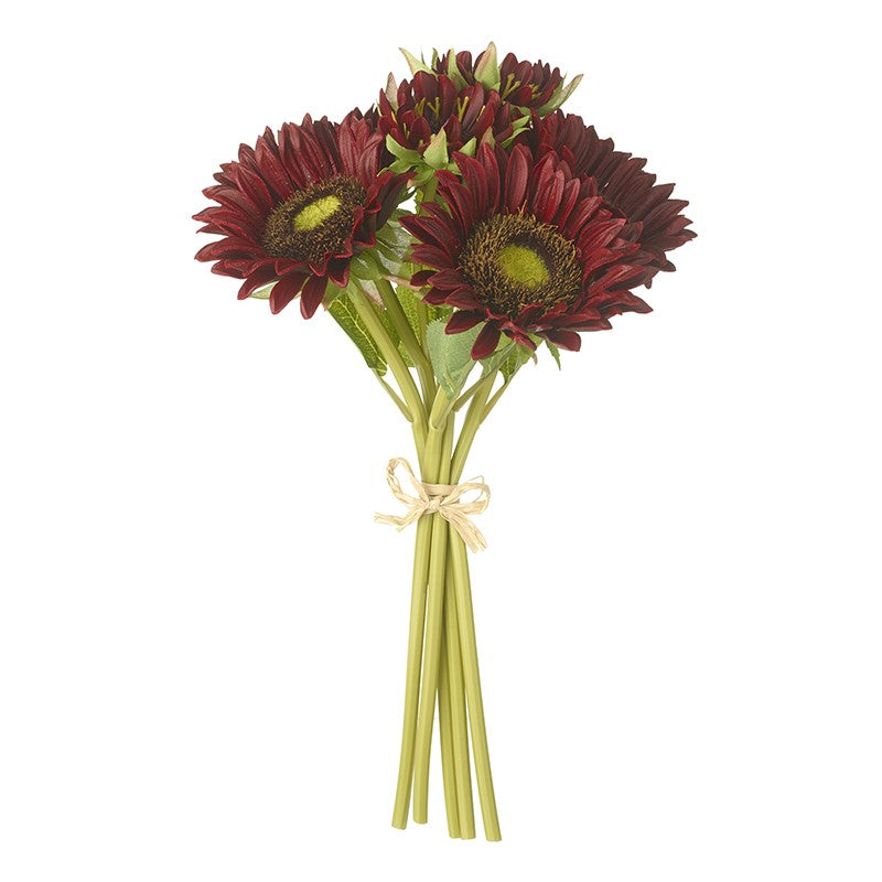 Deep Red Artificial Sunflower Bunch