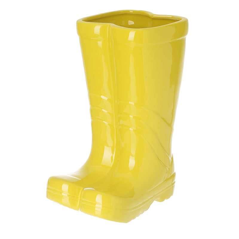 Yellow Wellington Boots Plant Pot 17cm