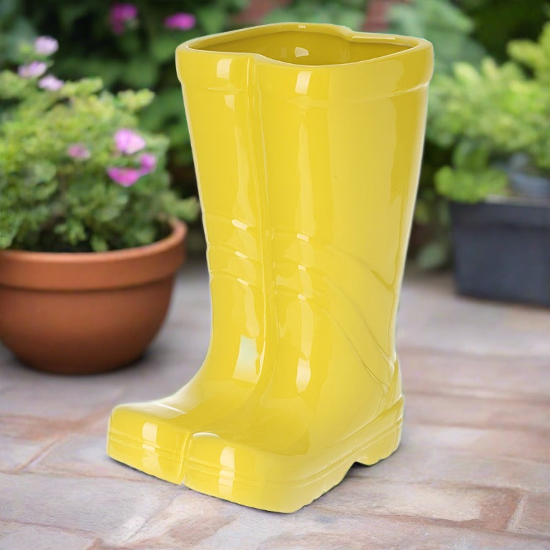 Yellow Wellington Boots Plant Pot 30cm