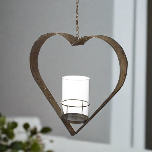 Hanging Metal Heart Tealight Holder