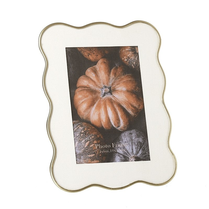 Gold Metal Wavy Edge Tall Photo Frame