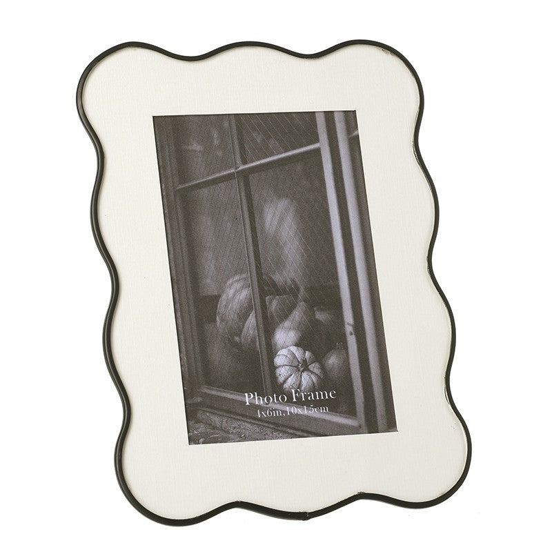 Black Metal Wavy Edge Tall Photo Frame