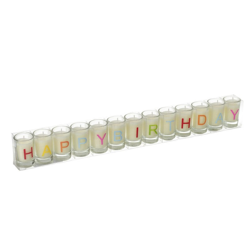 Happy Birthday Glass Tealight Candles