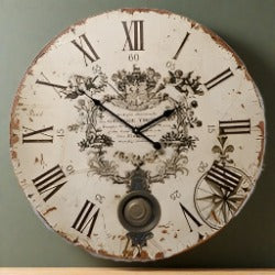 Vintage Cream Pendulum Wall Clock