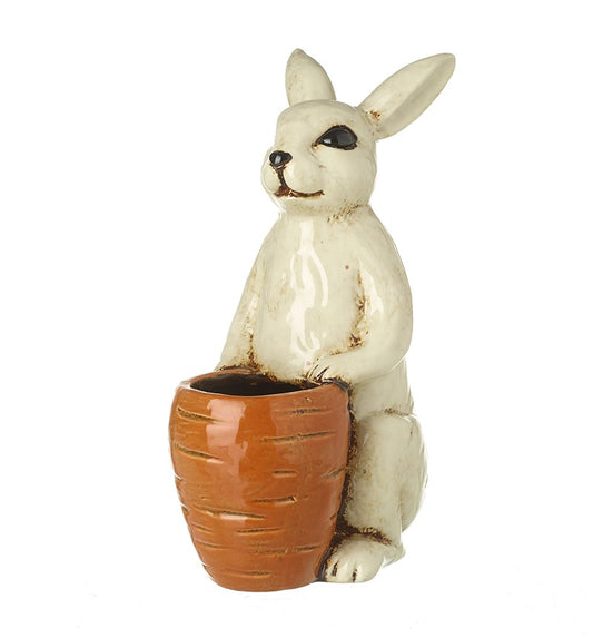 Tall Bunny with Carrot Design Pot