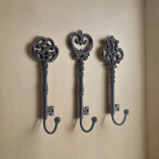 Set of 3 Metal Vintage Style Key Hooks