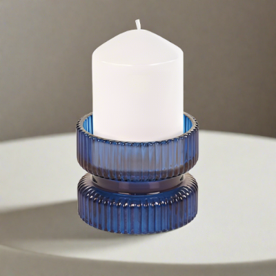 Blue Glass Candle Holder