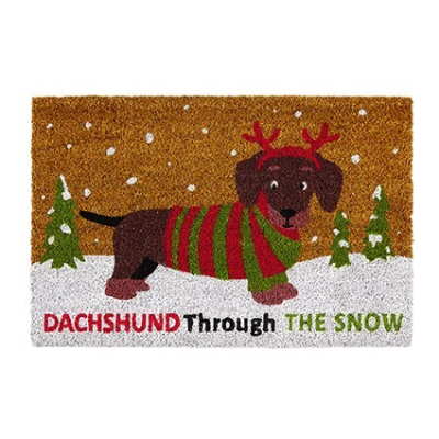 Dachshund Through the Snow Christmas Door Mat