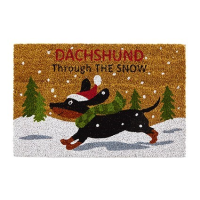 Dachshund Through the Snow Christmas Door Mat