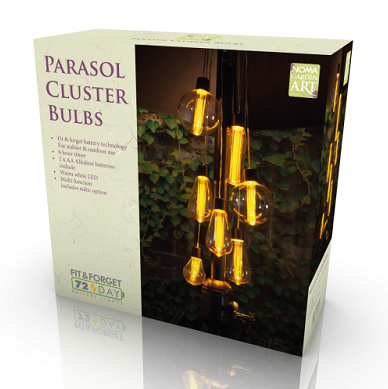 Noma 7 Parasol Cluster Bulb Lights Battery Operated