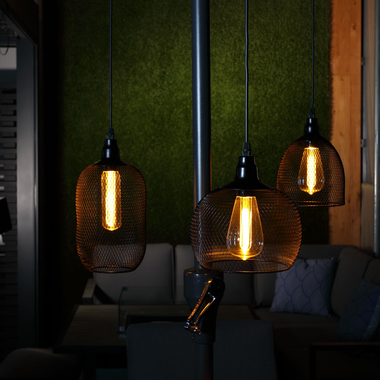 Noma Megan Black Mesh Pendant Light Battery Operated