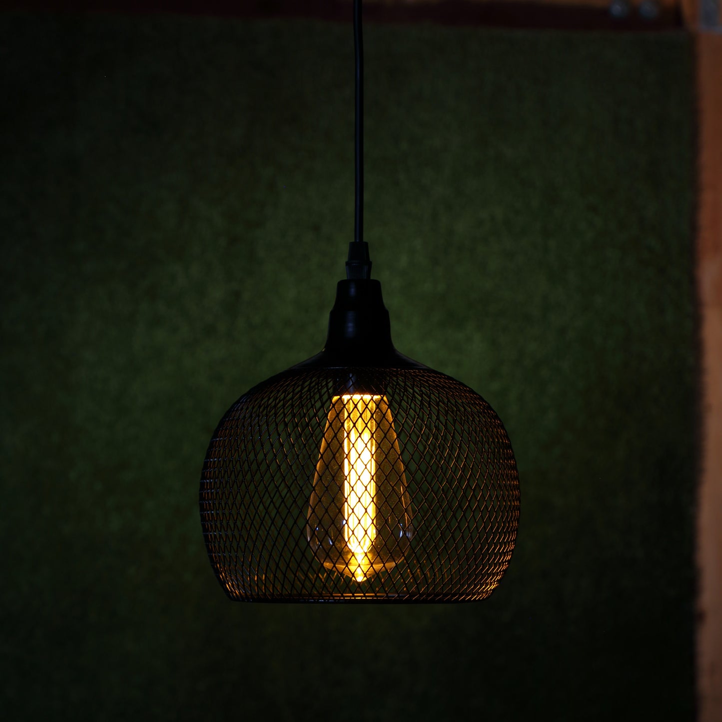 Noma Chloe Black Mesh Metal Pendant Light Battery Operated