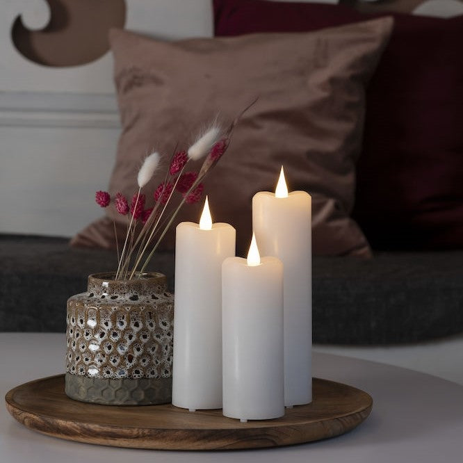 Wax Candle 17.8cm with 3D Flame Battery Operated