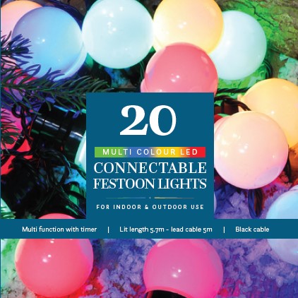 Noma 20 Multi Colour Connectable Festoon Lights
